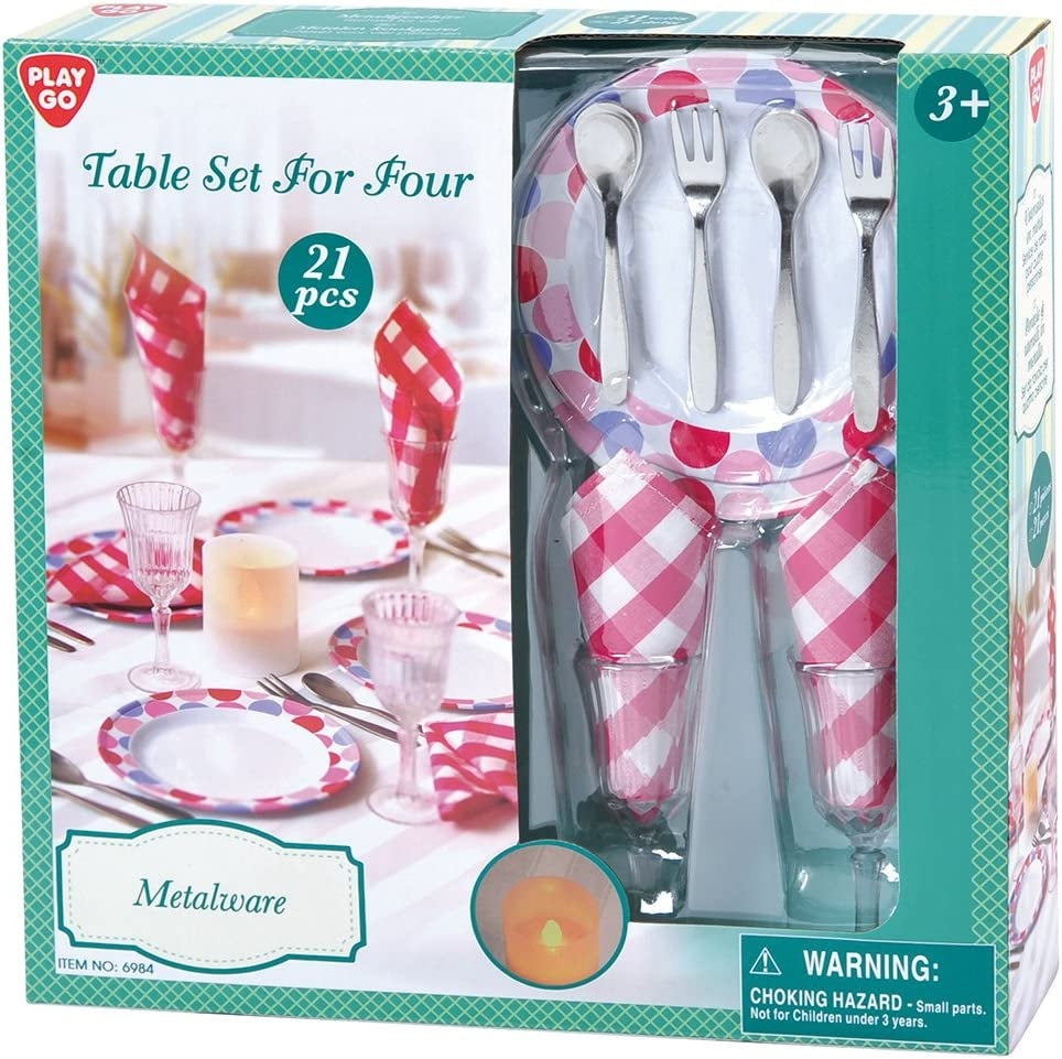PLAYGO TOYS ENT. LTD. METAL TABLE SET FOR 4