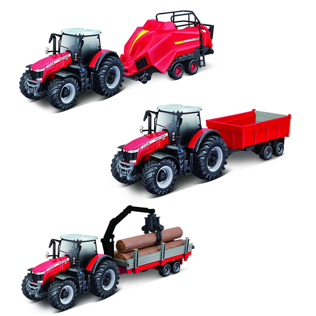 Bburago 10cm Massey Ferguson Tractor N Trailer 12 pieces Asst