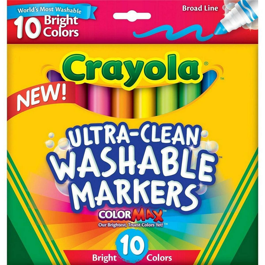 CRAYOLA 10 BRIGHT COLOURS ULTRA CLEAN MARKERS
